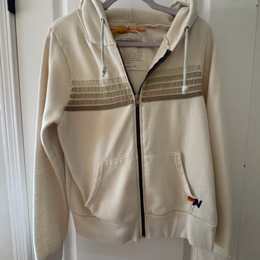 Aviator Nation Cream Hoodie - Size S (read description)